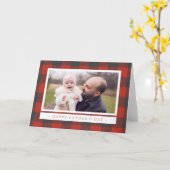 赤い格子縞の父の日 カード (黄色い花)