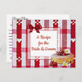 赤い格子縞の結婚レシピカード ポストカード (正面/裏面)