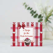 赤い格子縞の結婚レシピカード ポストカード (スタンド正面)