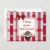 赤い格子縞の結婚レシピカード ポストカード (正面/裏面)