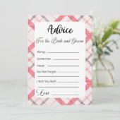 赤い格子縞の花嫁と花婿のためのアドバイス 招待状 (スタンド正面)