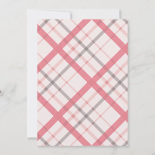 赤い格子縞の花嫁と花婿のためのアドバイス 招待状 (裏面)