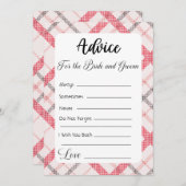 赤い格子縞の花嫁と花婿のためのアドバイス 招待状 (正面/裏面)