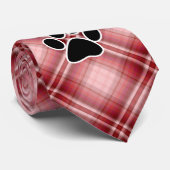 赤い格子縞の足のプリント ネクタイ (ロール)