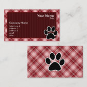 赤い格子縞の足のプリント 名刺 (正面/裏面)