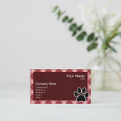 赤い格子縞の足のプリント 名刺 (スタンド正面)