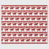 赤い格子縞の馬およびオーナメント ラッピングペーパー (フラット)
