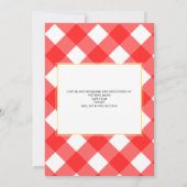 赤い格子縞の「I Do BBQ」ひまわりの花のブライズシャワーパーティー 招待状 (裏面)