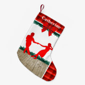 赤い格子縞を持つ振動ダンサー スモールクリスマスストッキング (正面 (吊り時))