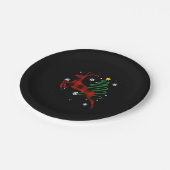 赤い格子縞トナカイ水牛の鹿クリスマスパジャマ ペーパープレート (アングル)