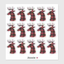 赤い格子縞トナカイ15パックデカールシール シール