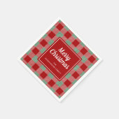 赤い格子縞素朴の聖降誕祭 スタンダードカクテルナプキン (角)