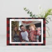 赤い格子縞 お好きな画像でクリスマスをカスタマイズ シーズンカード (スタンド正面)