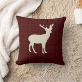 赤い格子縞|の柔らかく素朴な休日の枕のトナカイ クッション (ブランケット)