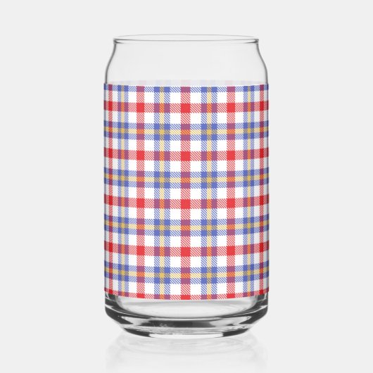 赤い格子縞 ガラス缶 (正面)