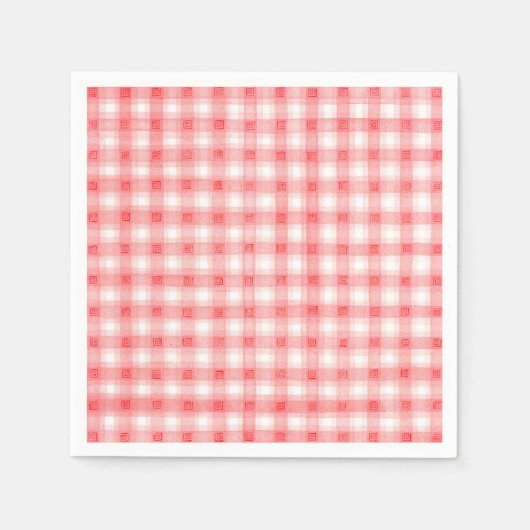 赤い格子縞 スタンダードカクテルナプキン (正面)