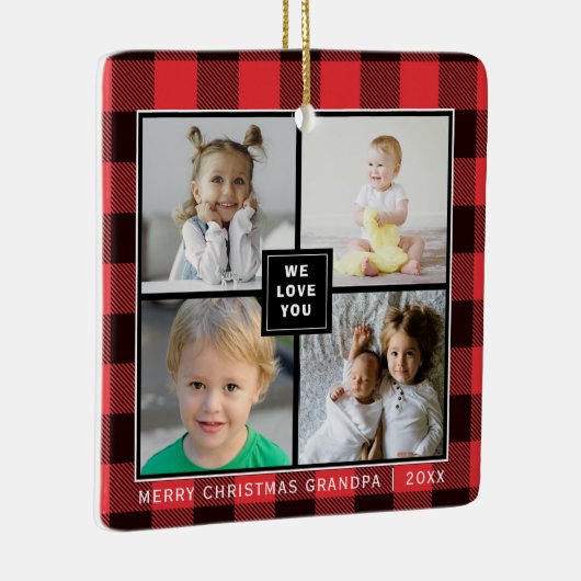 赤い格子縞|メリークリスマスグランドパ|フォトコラージュ セラミックオーナメント (右)