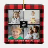 赤い格子縞|メリークリスマスグランドパ|フォトコラージュ セラミックオーナメント (裏面)