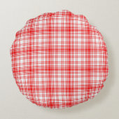 赤い格子縞 ラウンドクッション (裏面)