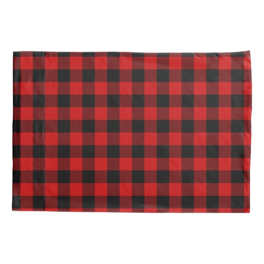 赤い格子縞 枕カバー (裏面)