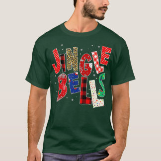 赤い格子鐘クリスマスファミリーパジャマ Tシャツ