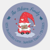 赤い格言とレターブルー封筒用シールシール ラウンドシール (正面)