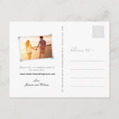 赤い桃の花のダブル幸せ日付を保存 案内ポストカード (裏面)