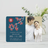 赤い桃の花中国のの二重幸福の写真 セーブザデート (スタンド正面)