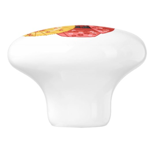 赤い桜こけし人形-かわいい日本の芸者 セラミックノブ (側面)