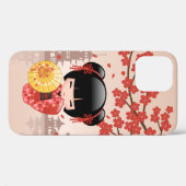 赤い桜のこけし人形 - 日本の芸者 Case-Mate iPhoneケース (裏面 (横))
