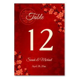  赤い桜の中国の結婚式  テーブルナンバー