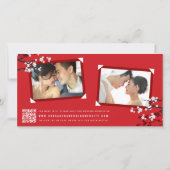 赤い桜の倍の幸福の結婚式の発表 案内状 (裏面)