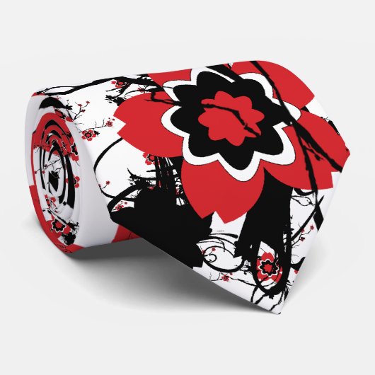 赤い桜の桜のデザイン ネクタイ (ロール)