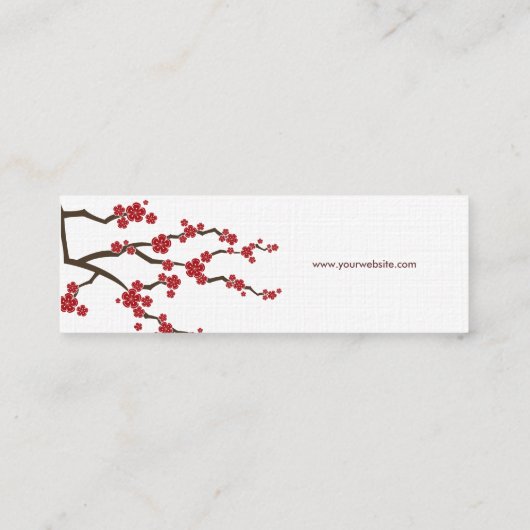 赤い桜の花さくらんぼの花シックなアジア禅 スキニー名刺 (裏面)