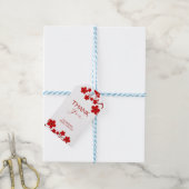 赤い桜の花のブライダルシャワー ギフトタグ (より糸付き)