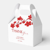 赤い桜の花のブライダルシャワー フェイバーボックス (正面サイド)