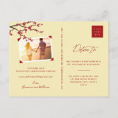 赤い桜の花の写真でSave The Date 案内ポストカード (裏面)