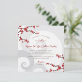 赤い桜の花　さくら　ウェディング 招待状 (スタンド正面)