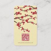赤い桜の花 東洋チックな桜の花 名刺 (裏面)