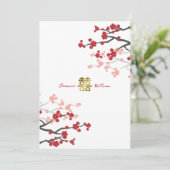 赤い桜の金の二重の喜びの中国の結婚式 招待状 (スタンド正面)