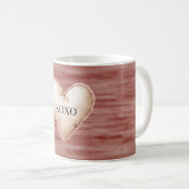 赤い桜の頬紅クリームハート XOXO コーヒーマグカップ (正面右)