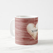 赤い桜の頬紅クリームハート XOXO コーヒーマグカップ (正面左)