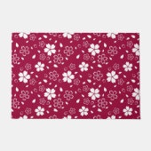 赤い桜パターン ドアマット (正面)