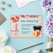 赤い桜透明ウィンドウ誕生日パーティー アクリル招待状 (インサイチュ (ウェディング))