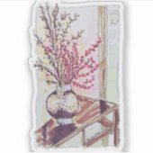 赤い梅の花 シール (正面)