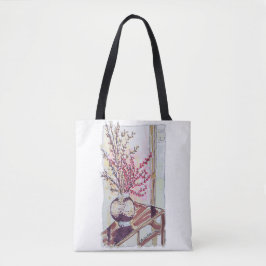 赤い梅の花 トートバッグ