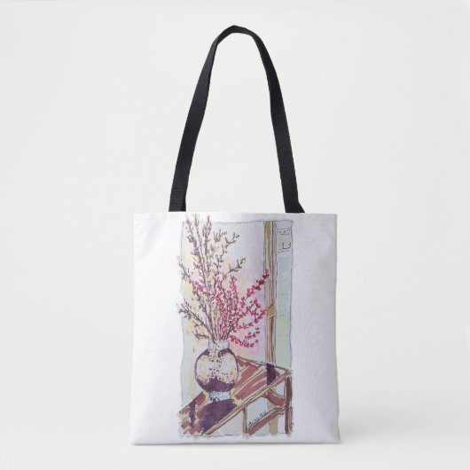 赤い梅の花 トートバッグ (正面)