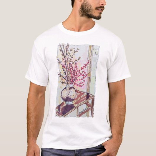 赤い梅の花 Tシャツ (正面)