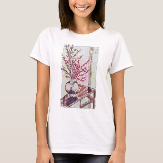 赤い梅の花 Tシャツ (正面)