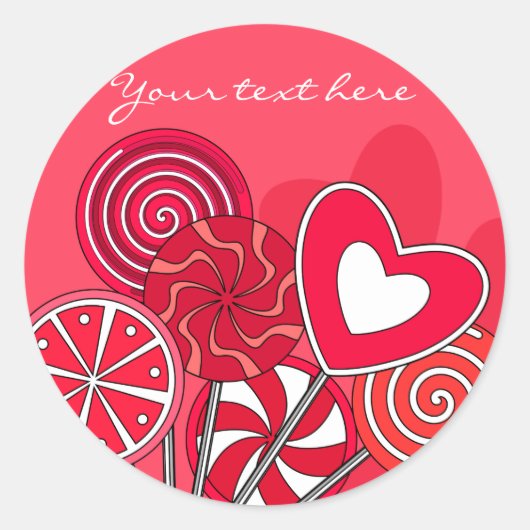 赤い棒つきキャンデーシール ラウンドシール (正面)